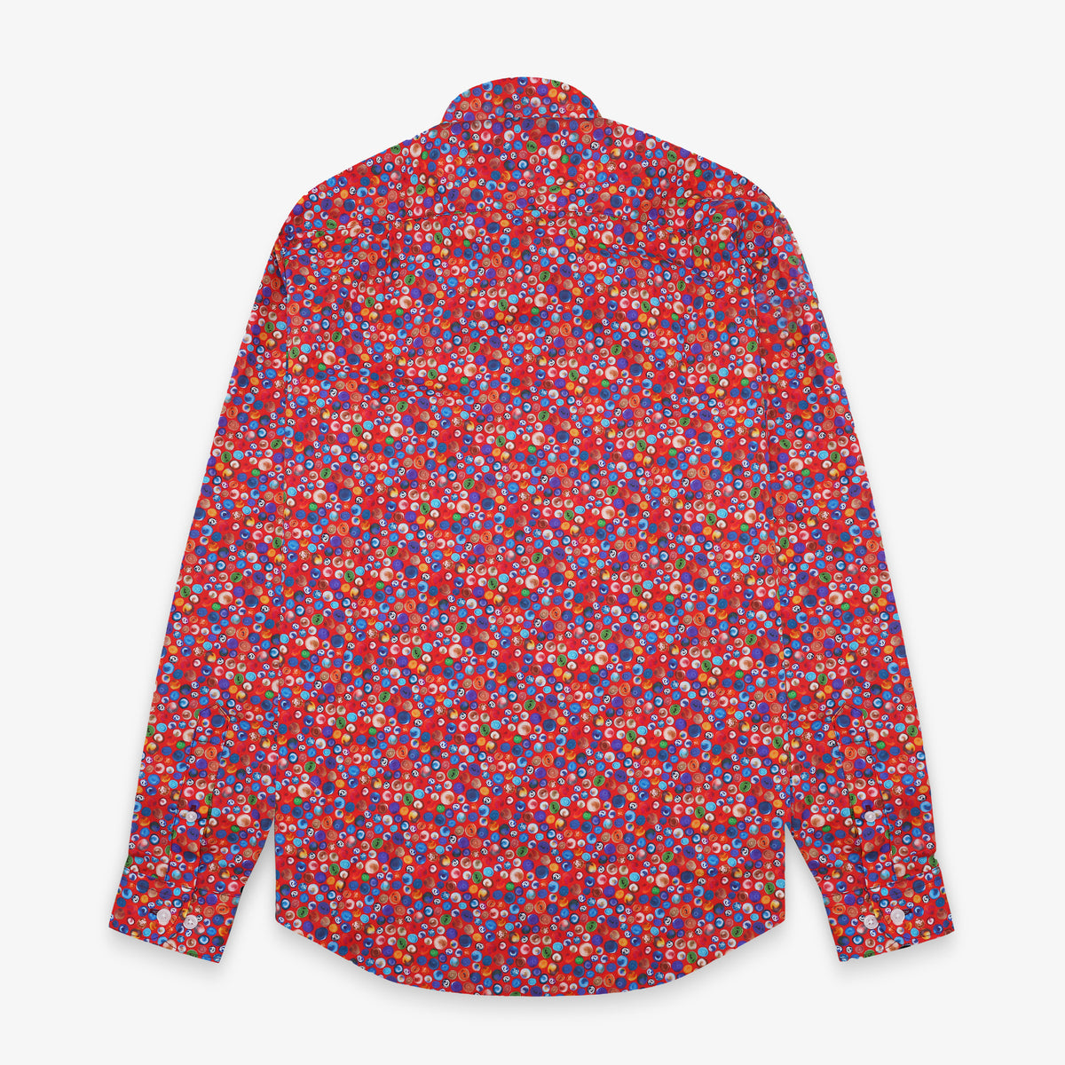 Camisa de manga larga de algodón rojo con estampado de bolas