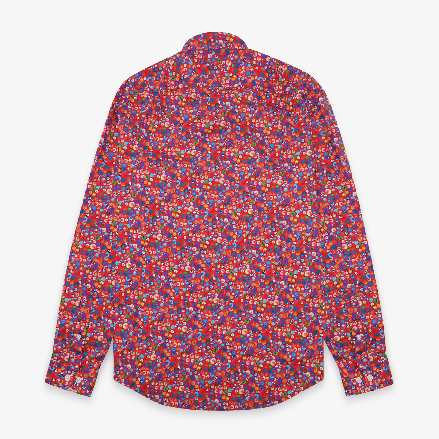 Camisa de manga larga de algodón rojo con estampado de bolas