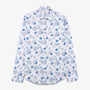 Chemise manches longues en coton blanche avec imprimés boules bleues