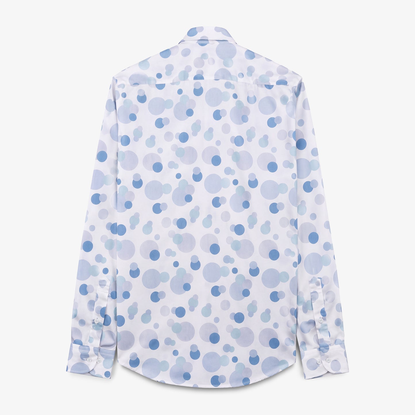 Chemise manches longues en coton blanche avec imprimés boules bleues