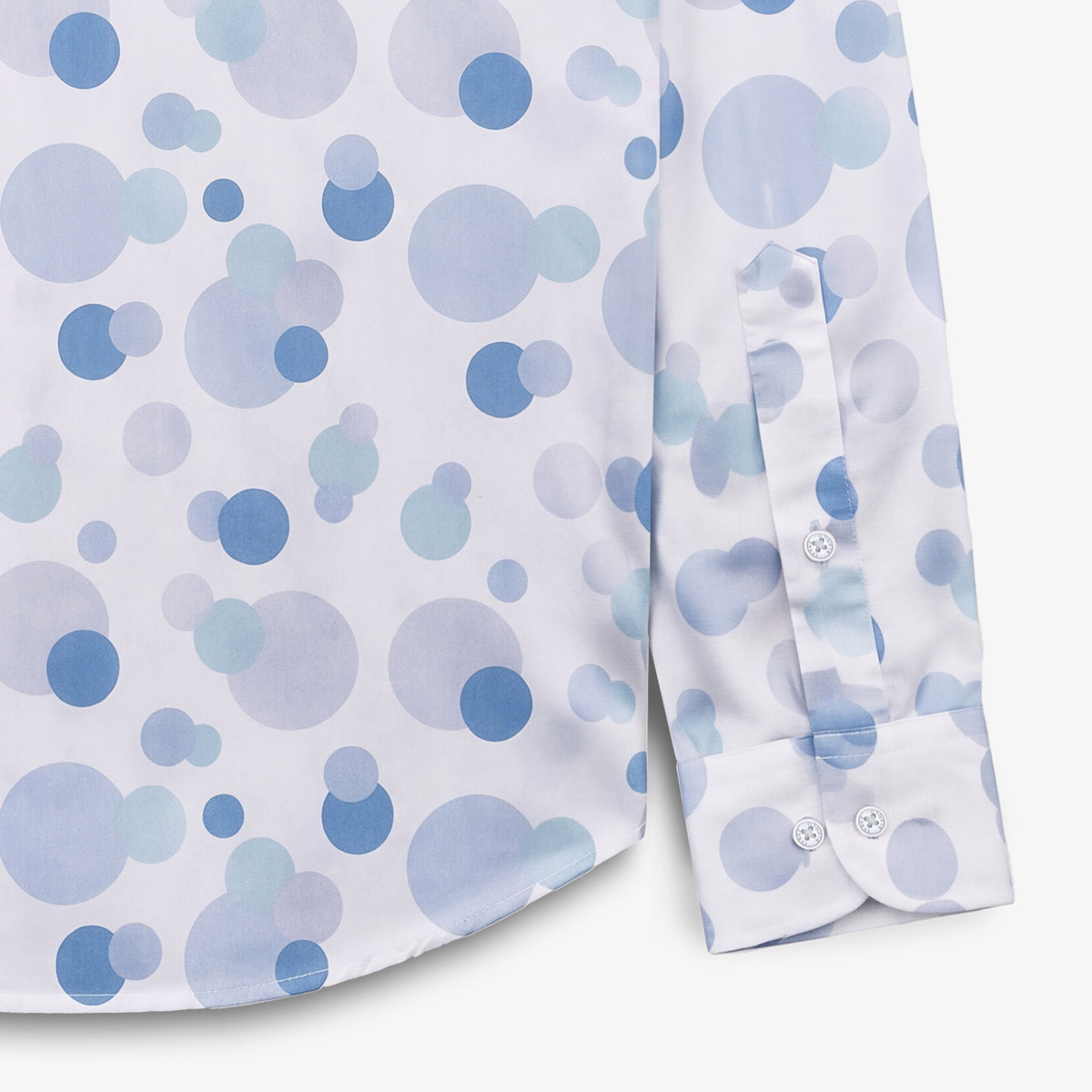 Chemise manches longues en coton blanche avec imprimés boules bleues