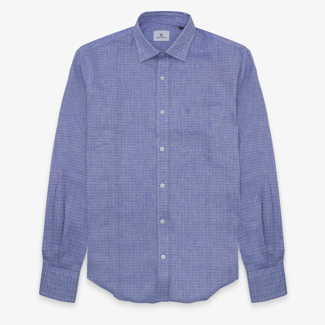 Chemise manches longues en coton avec motifs losange