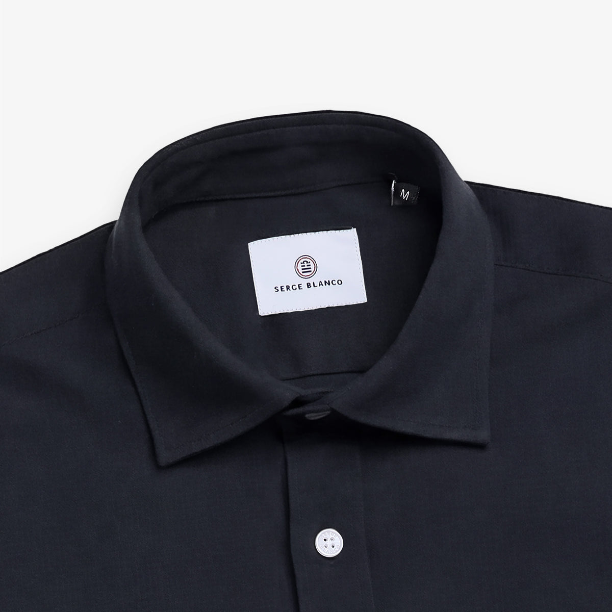 Einfarbiges Langarmhemd aus marineblauer Baumwolle