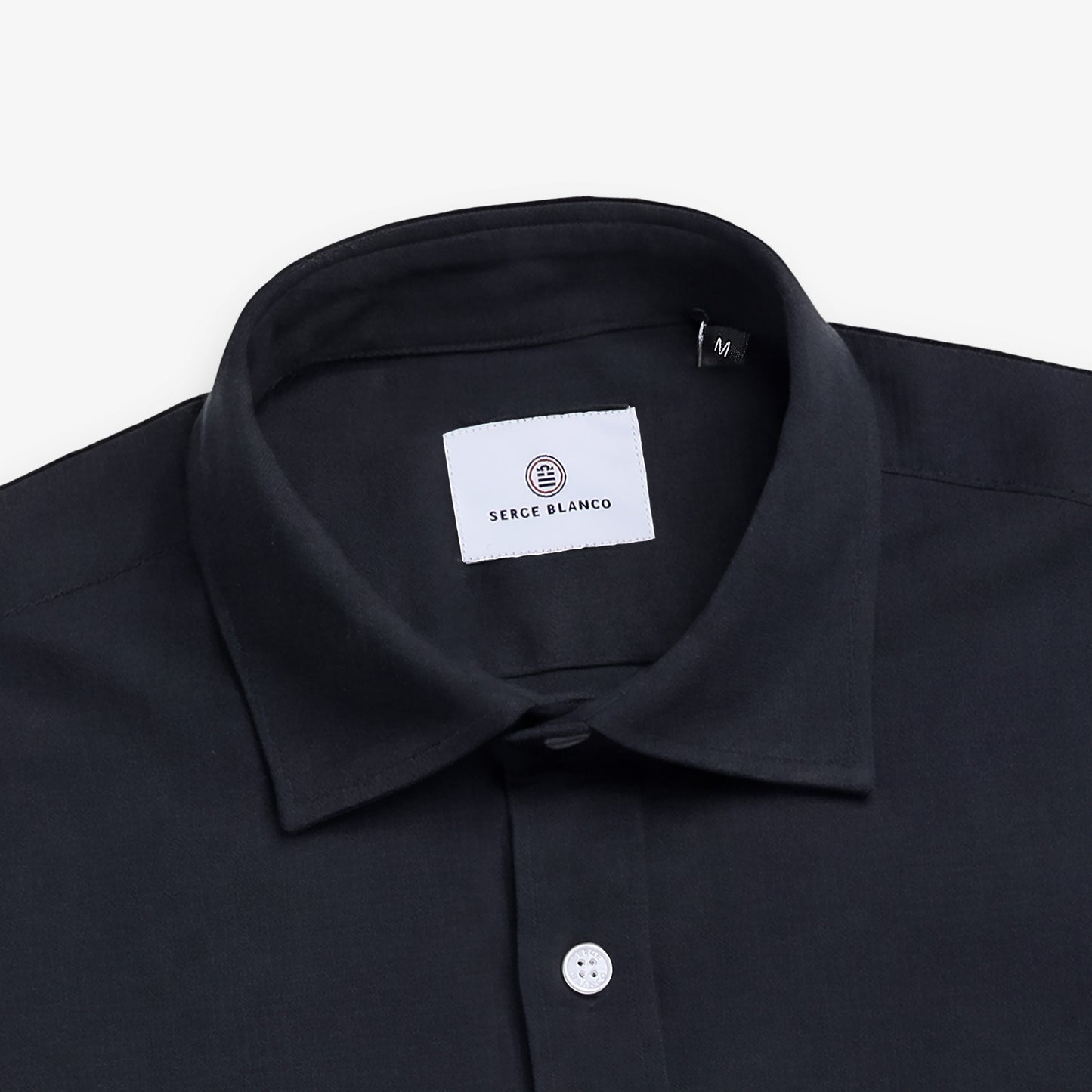 Einfarbiges Langarmhemd aus marineblauer Baumwolle