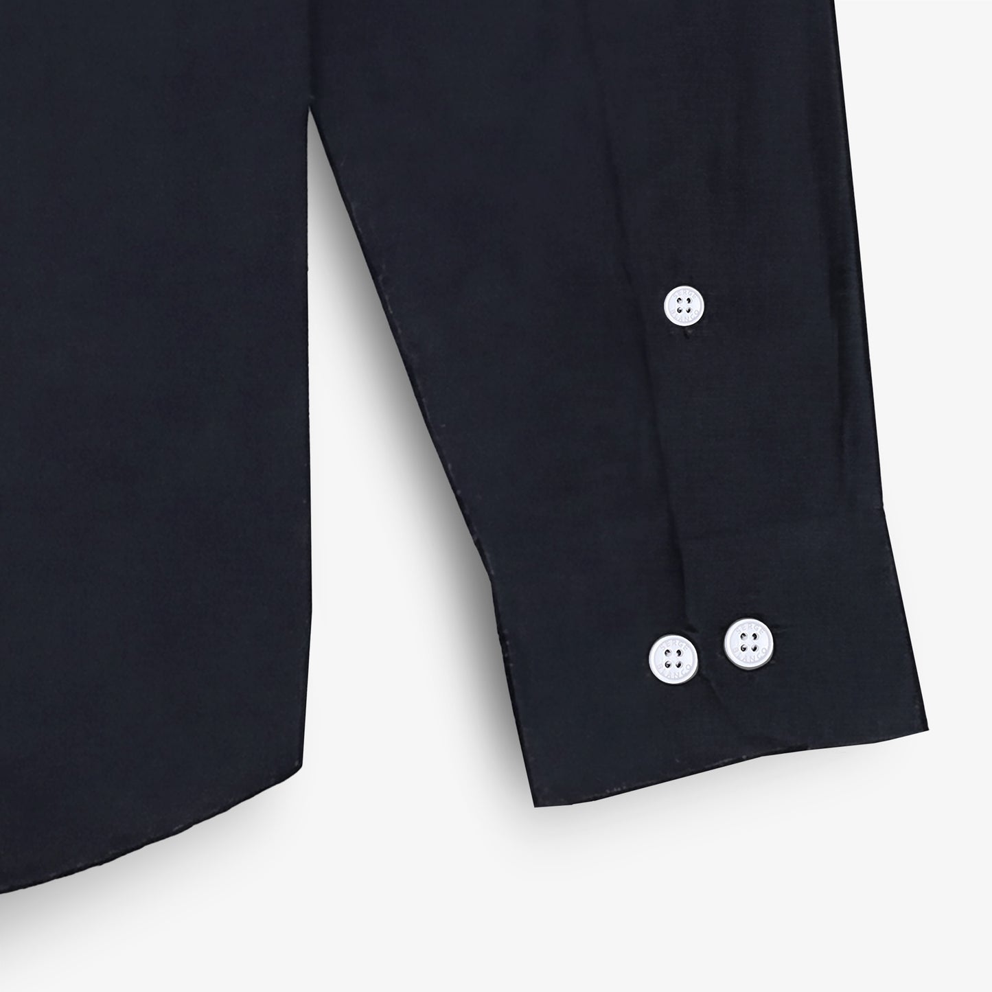 Einfarbiges Langarmhemd aus marineblauer Baumwolle