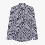 Chemise manches longues en coton bleu marine avec imprimé floral