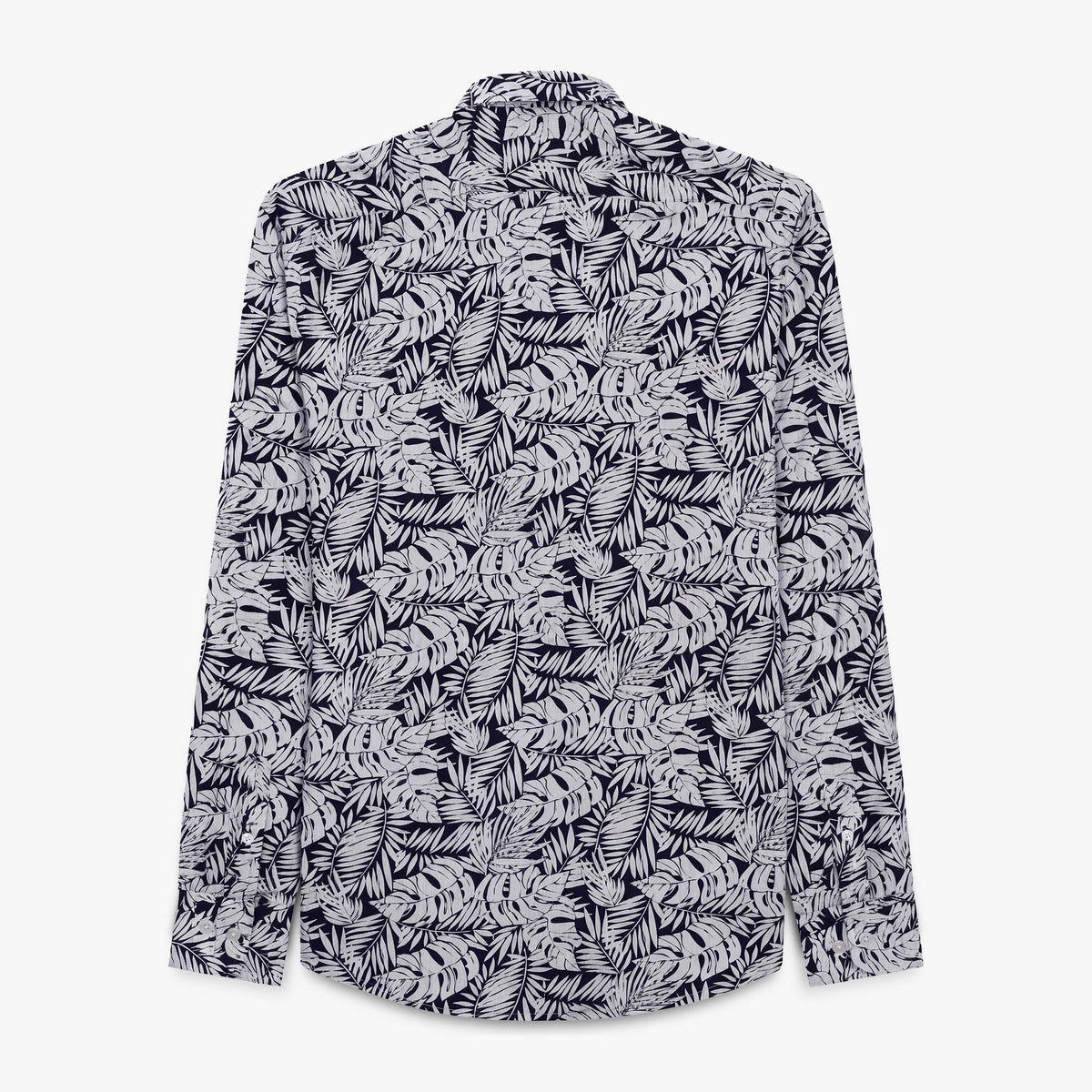 Chemise manches longues en coton bleu marine avec imprimé floral