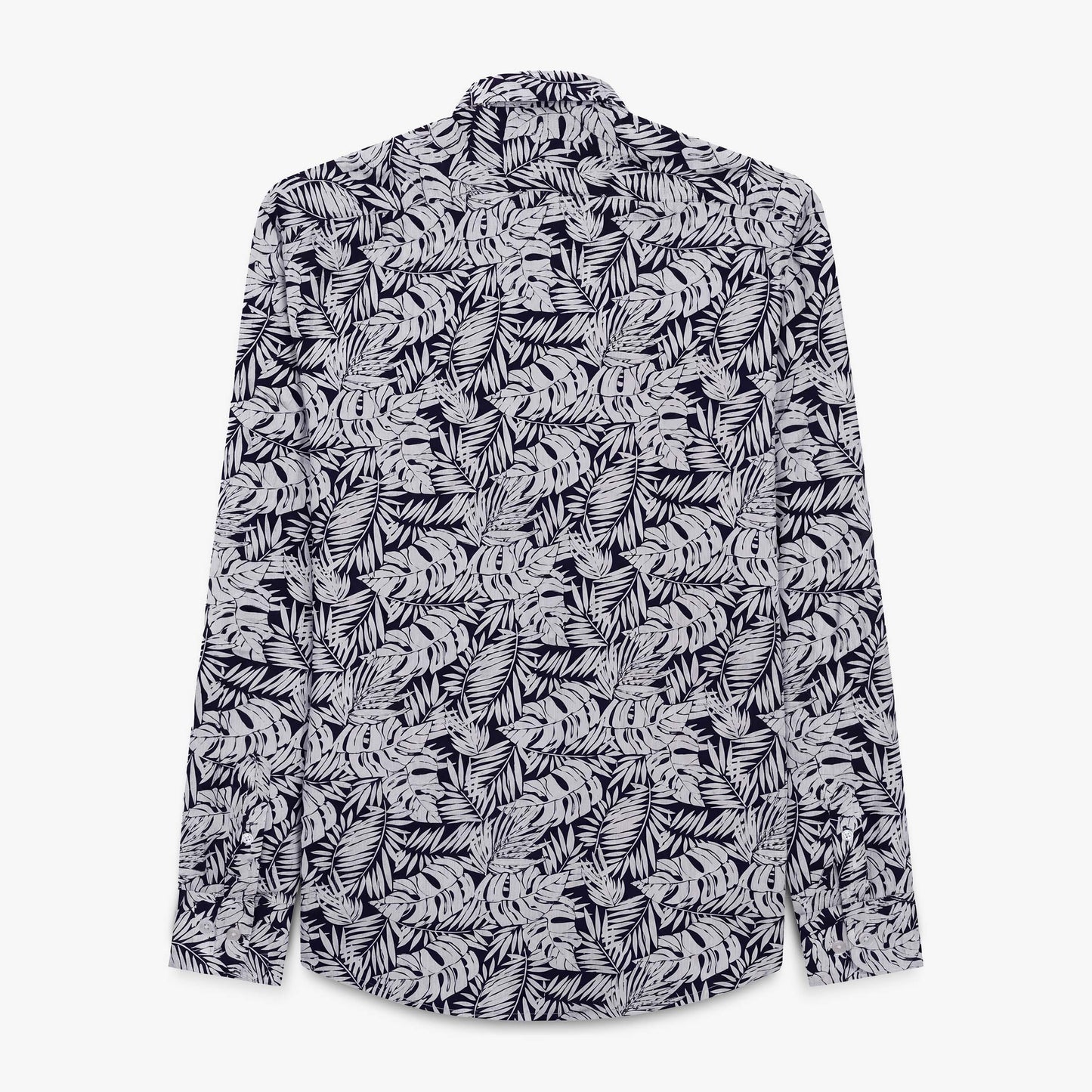 Chemise manches longues en coton bleu marine avec imprimé floral