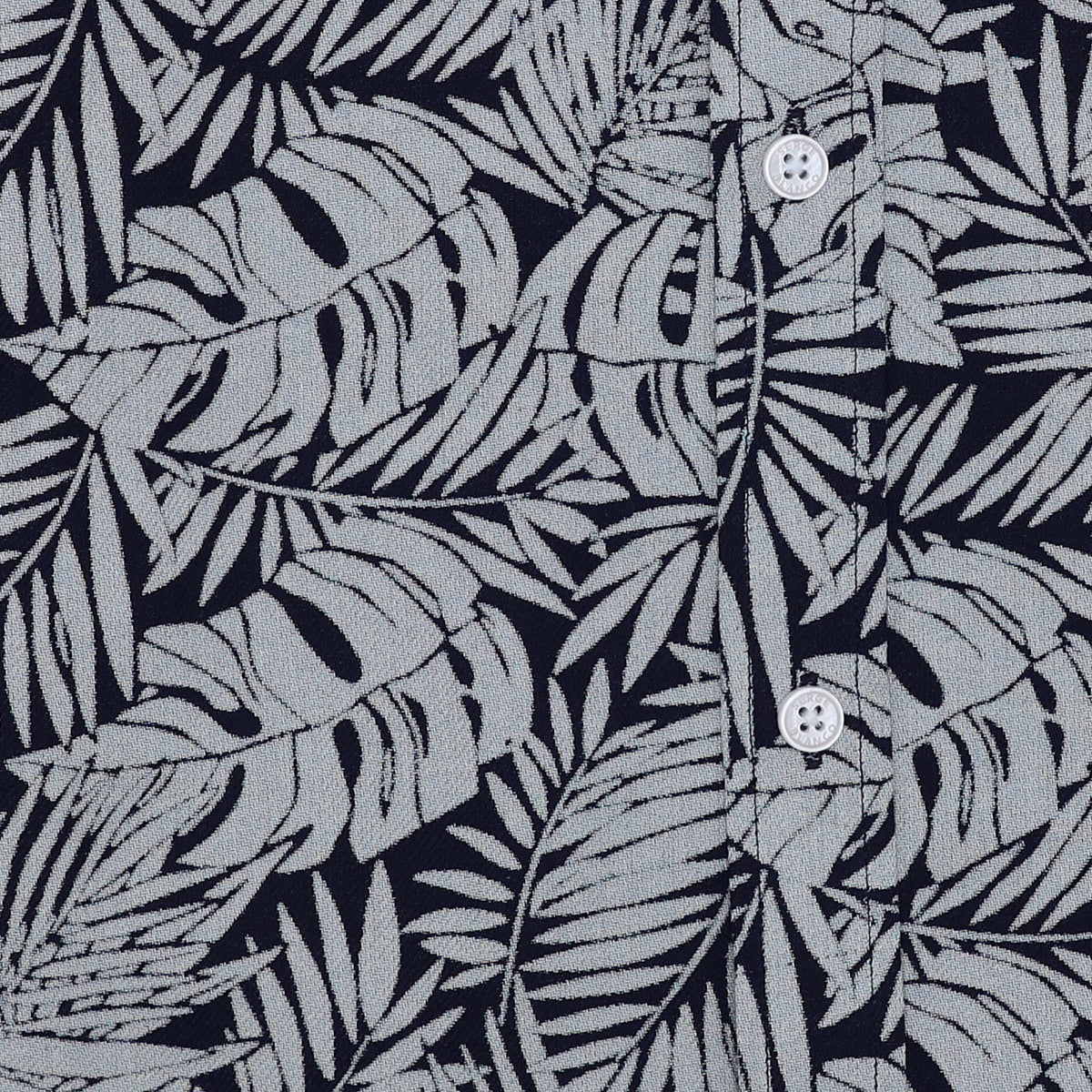 Chemise manches longues en coton bleu marine avec imprimé floral