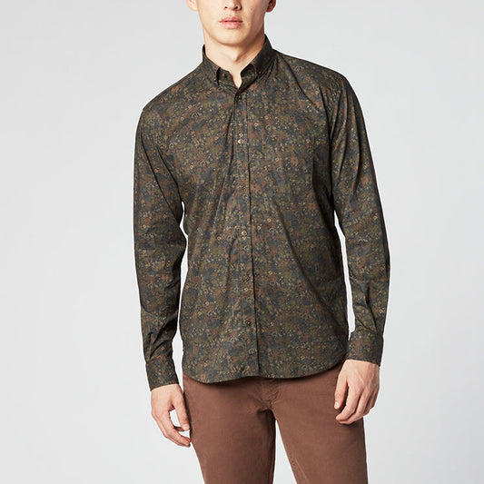 Chemise Manches Longues À  Motif Fleur Fantaisie