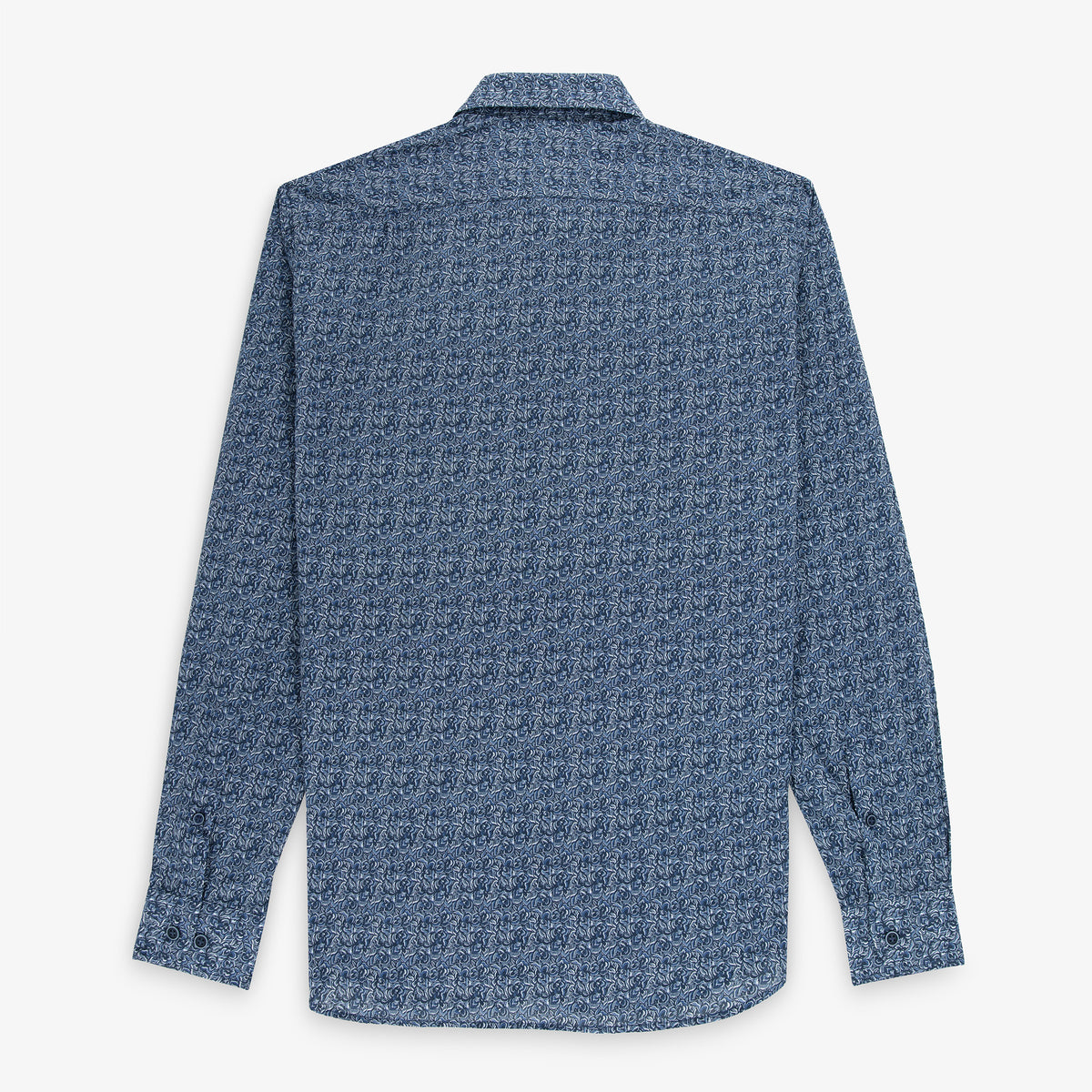 Charles-Hemd mit langen Ärmeln aus blauer Baumwolle mit Blumenmuster