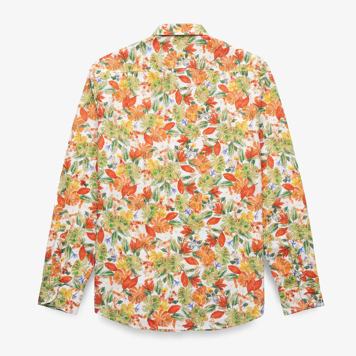 Camicia a maniche lunghe in cotone con ricami gialli