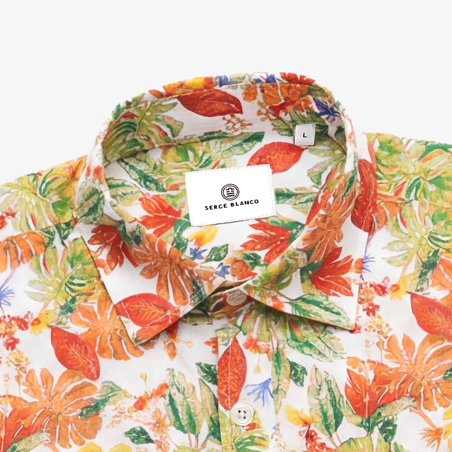 Camicia a maniche lunghe in cotone con ricami gialli
