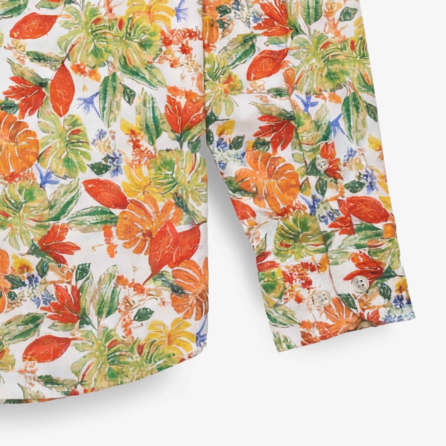 Camicia a maniche lunghe in cotone con ricami gialli
