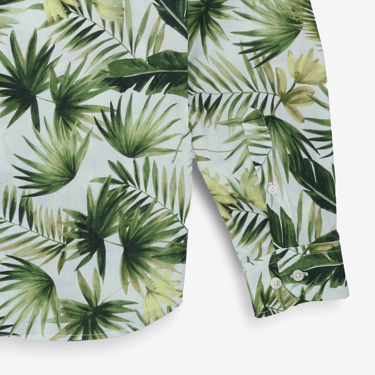 Chemise manches longues brodée en coton vert army