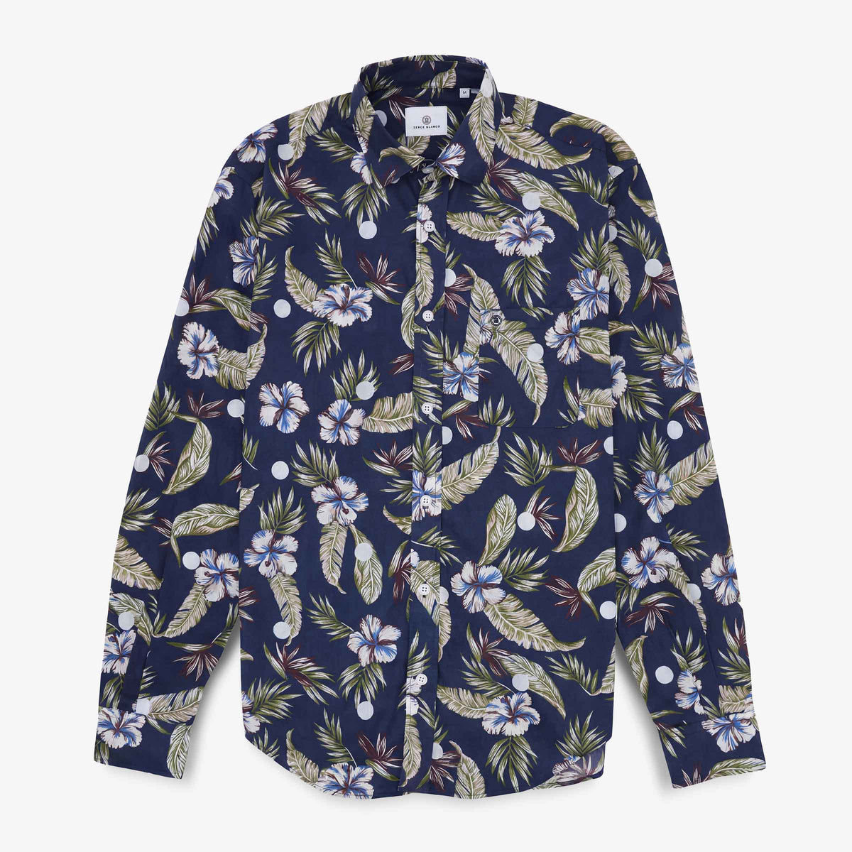 Chemises manches longues brodée en coton violet pourpre