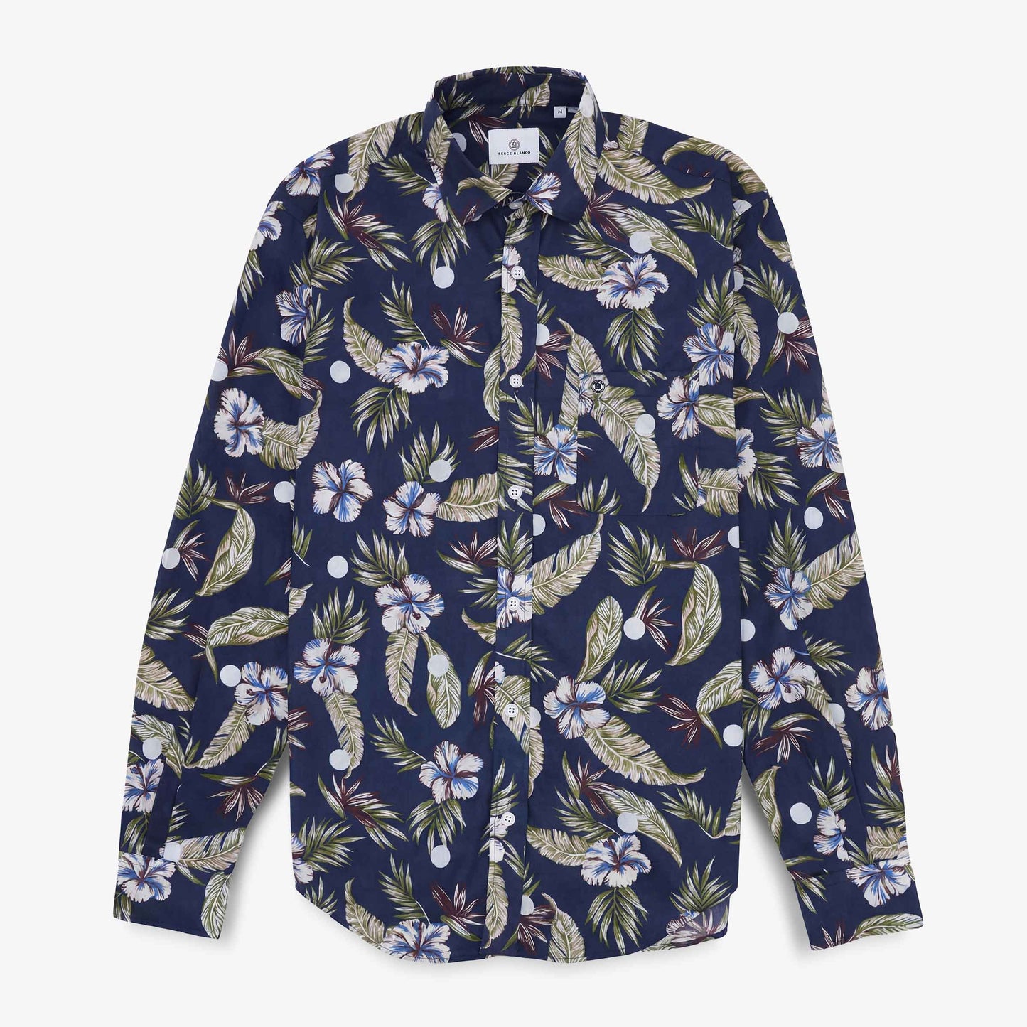 Chemises manches longues brodée en coton violet pourpre