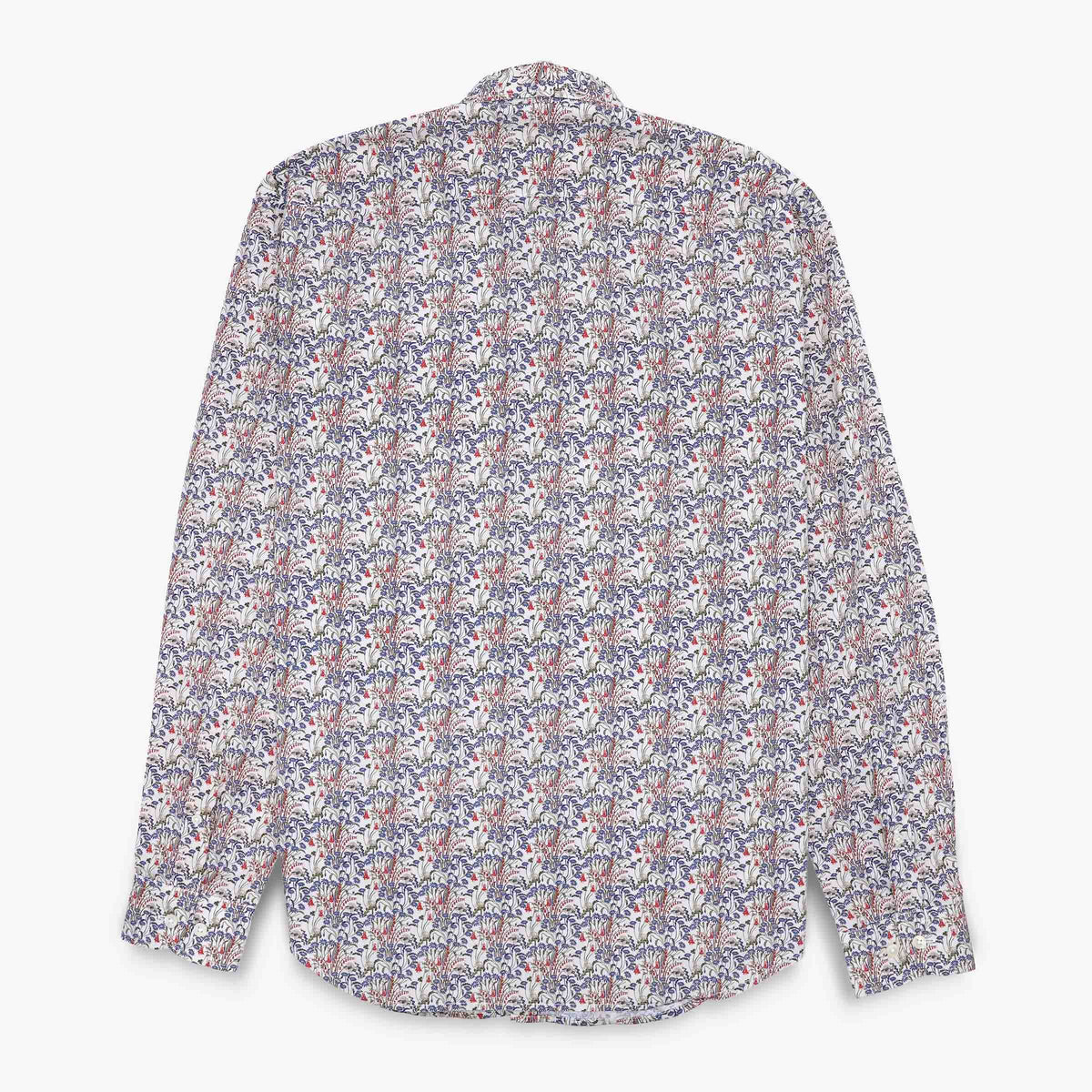 Camicie a maniche lunghe ricamate in cotone bianco e blu
