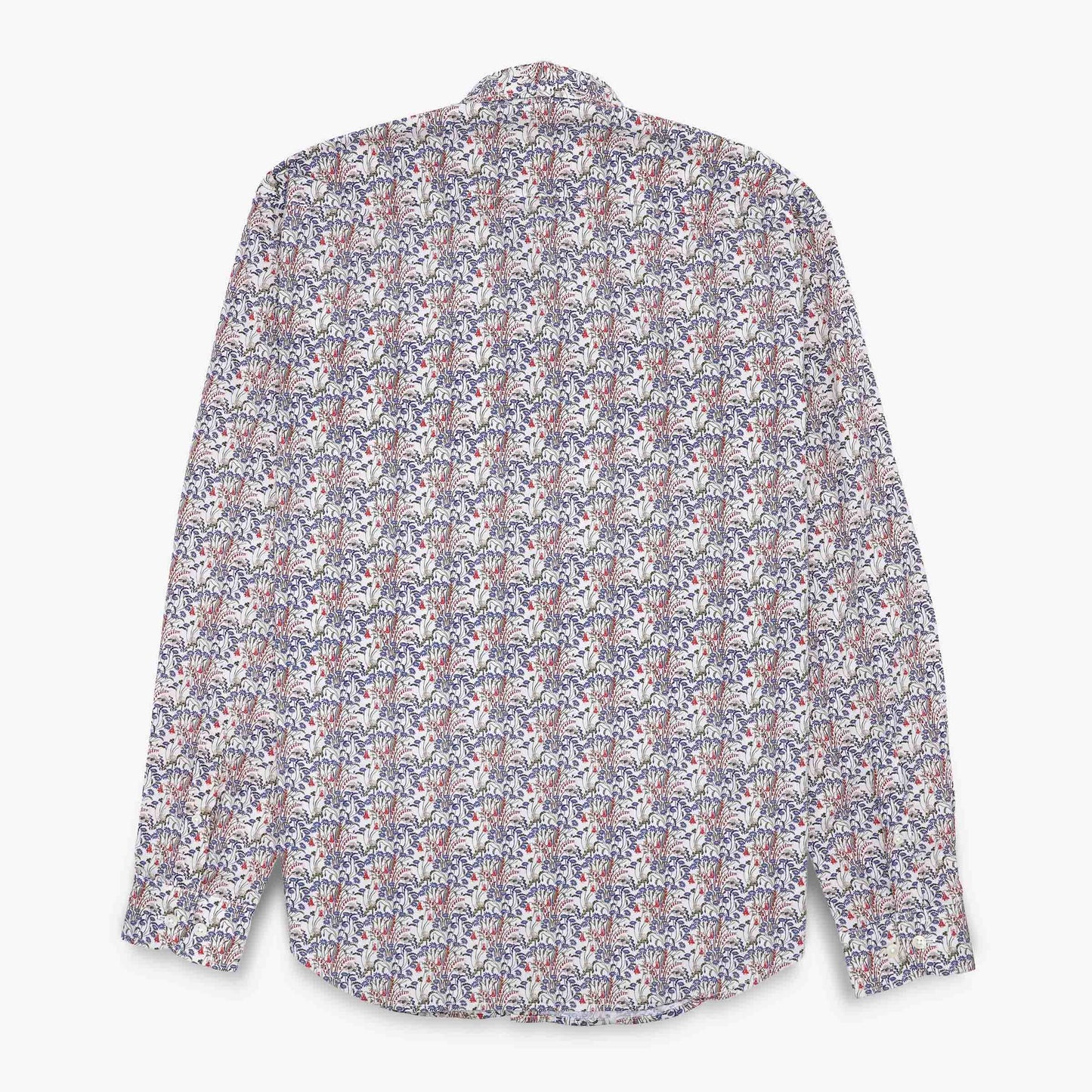 Camicie a maniche lunghe ricamate in cotone bianco e blu