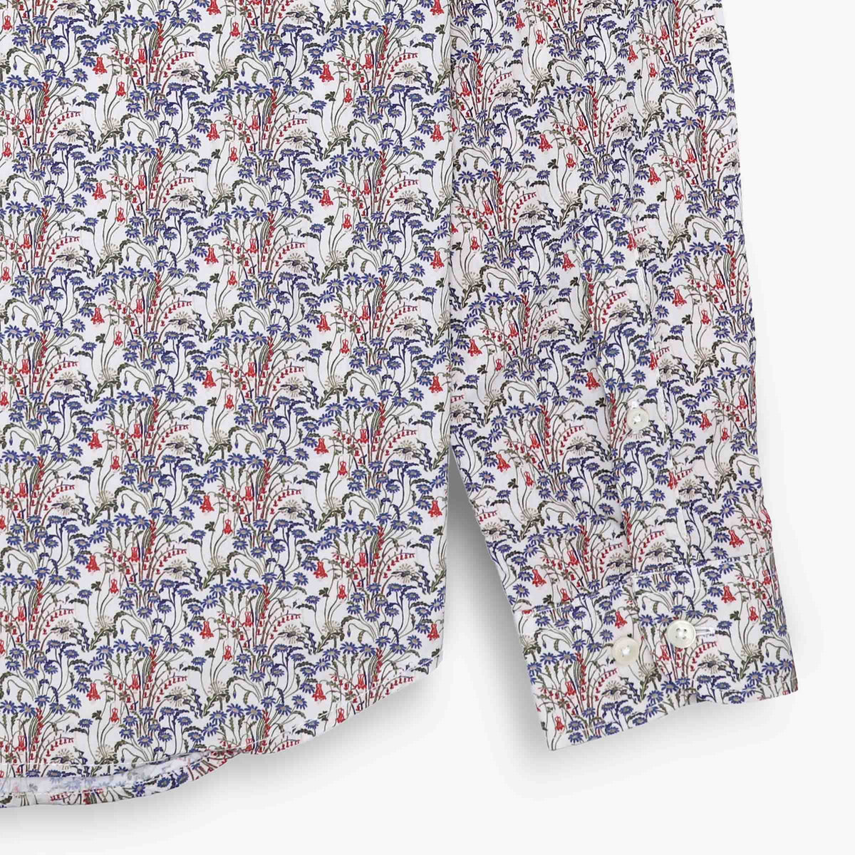 Camicie a maniche lunghe ricamate in cotone bianco e blu