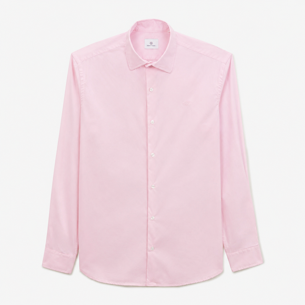 Chemise popeline confort manches longues rose