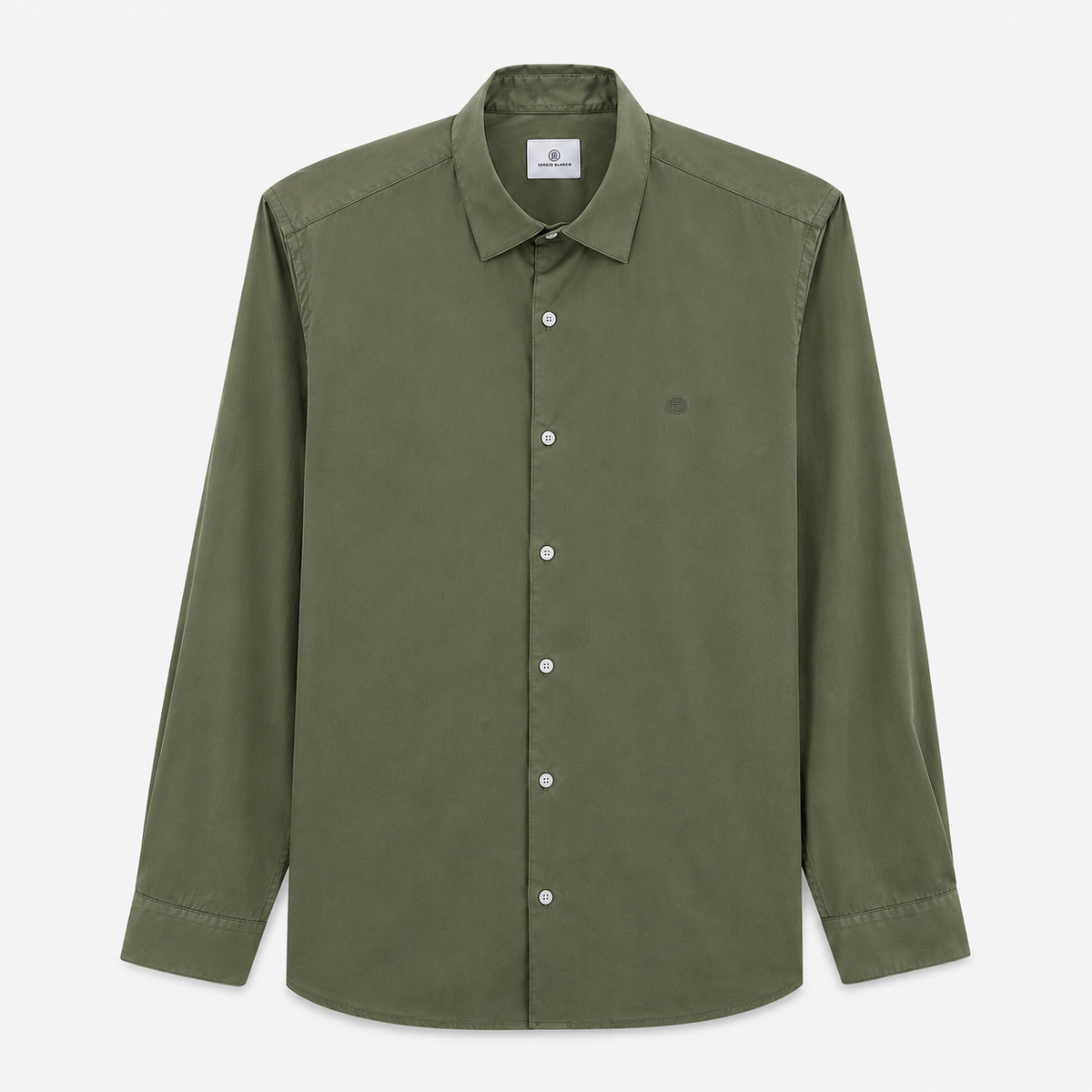 Chemise popeline confort manches longues vert militaire