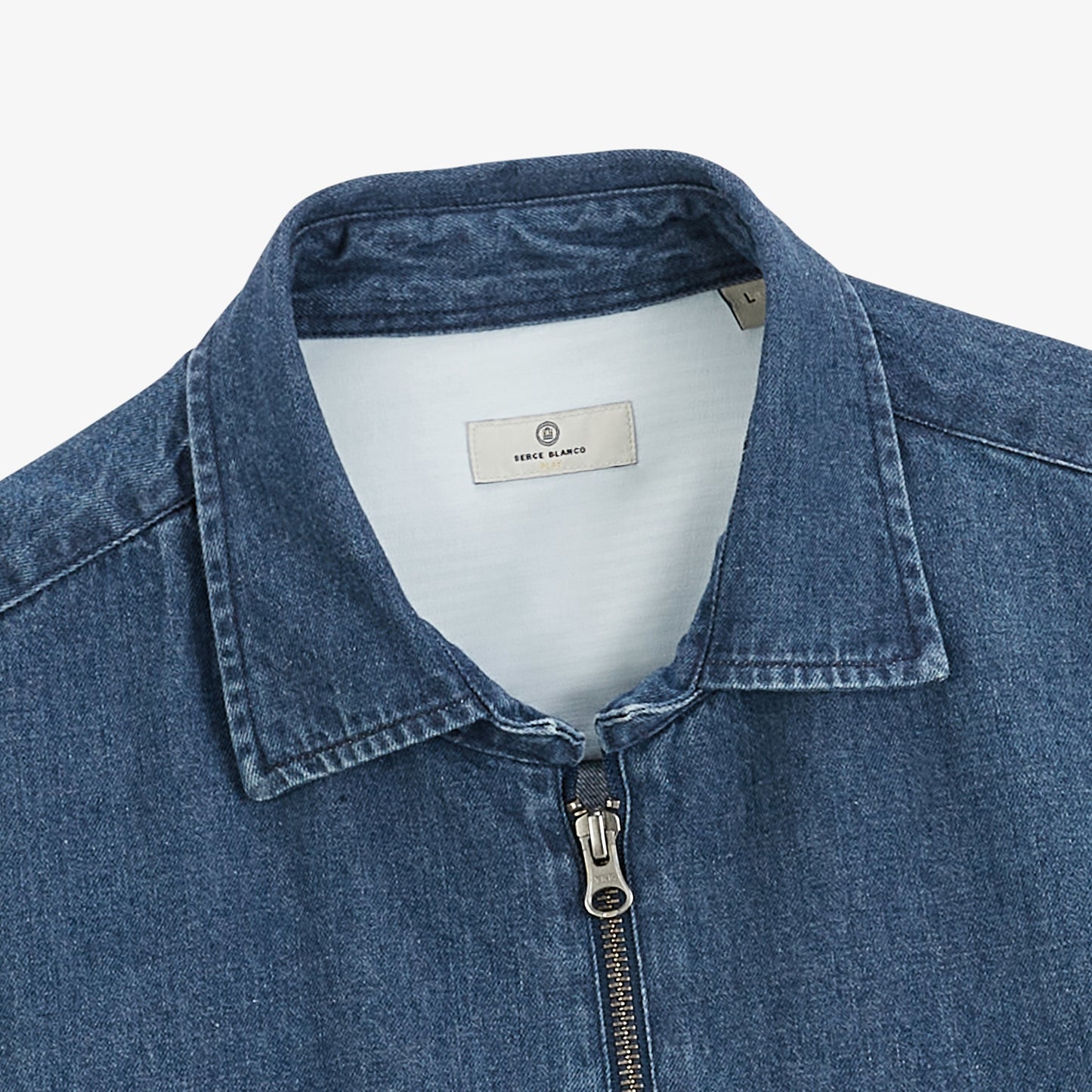 Surchemise denim zippée bleue