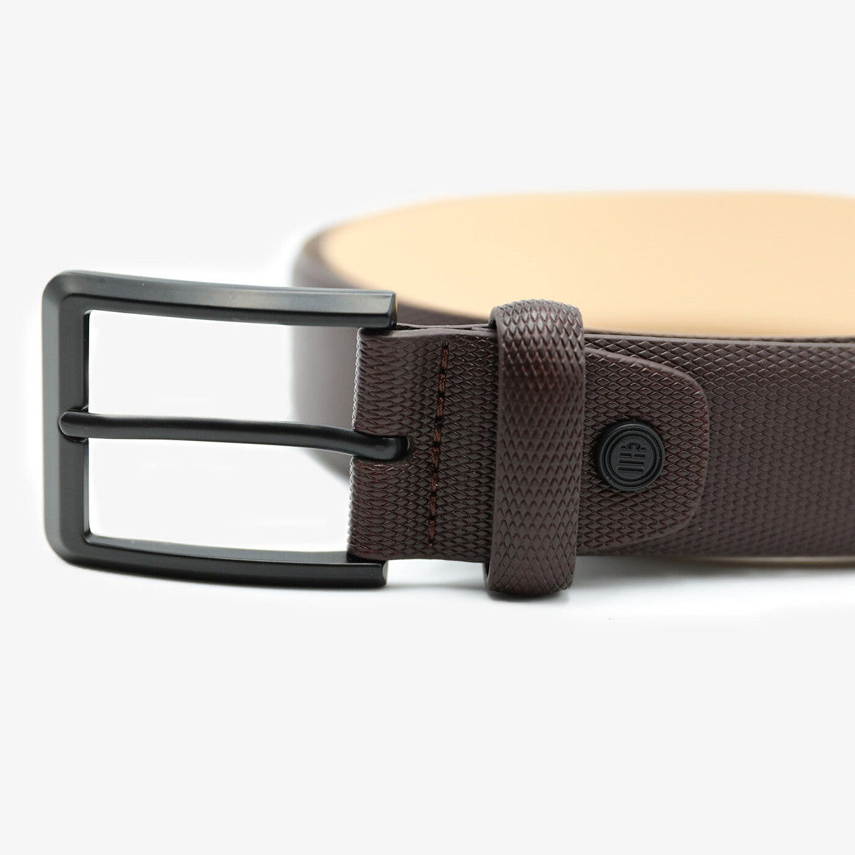 Ceinture en cuir grainé cognac