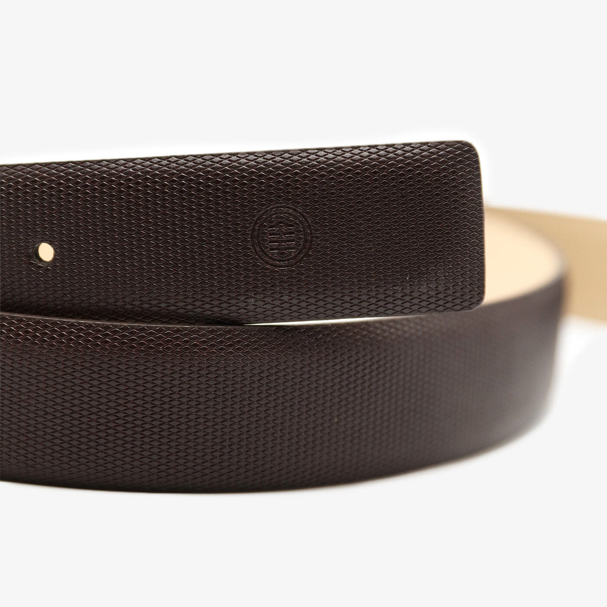 Ceinture en cuir grainé cognac