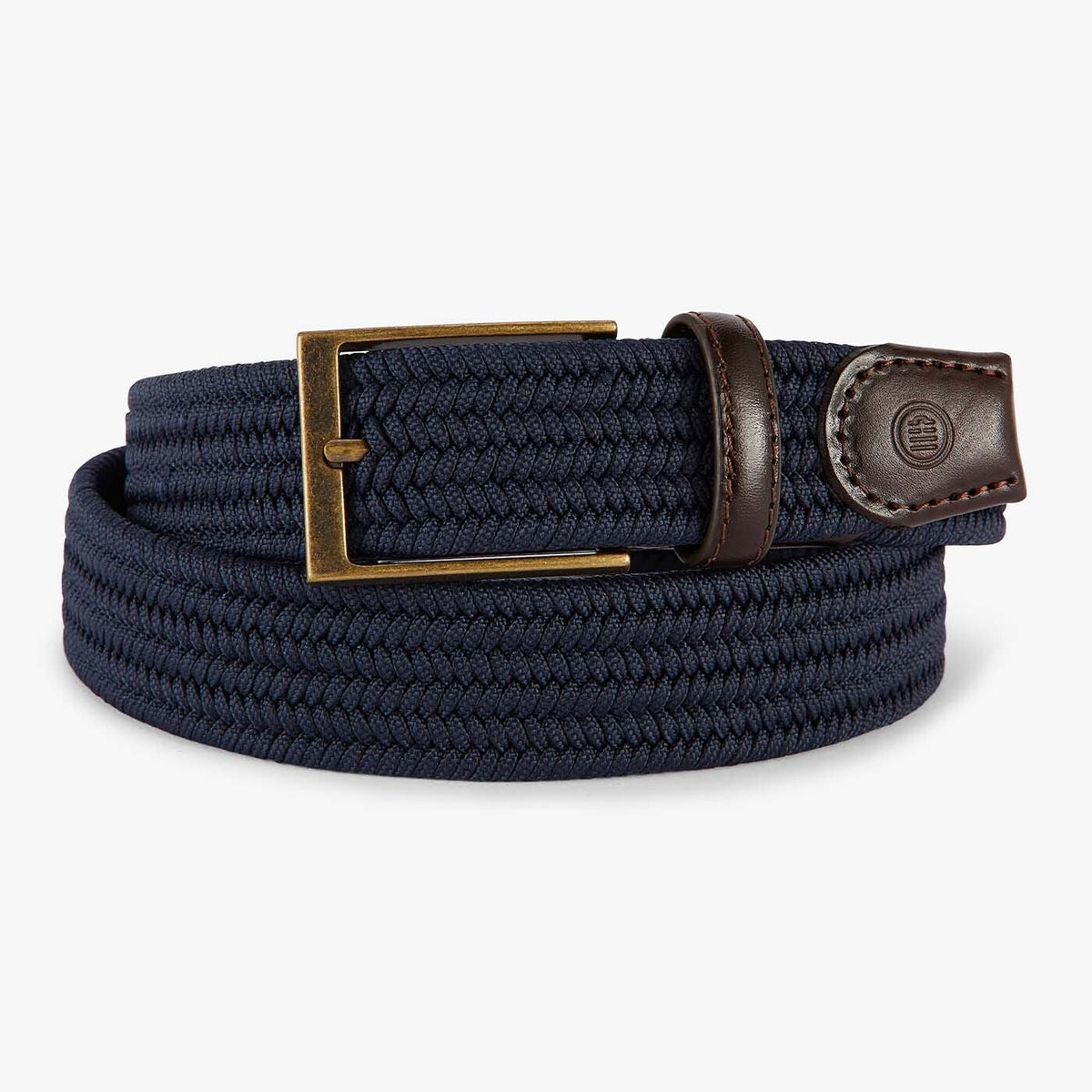 Ceinture tressée élastiquée bleu foncé