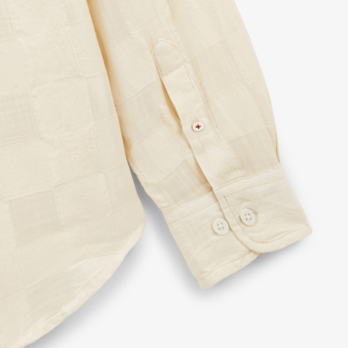 Chemise manches longues à carreaux Jacquard blanc ivoire Charles Homme SERGE BLANCO