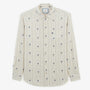Chemise manches longues en coton jacquard blanche avec fleurs brodees HOMME SERGE BLANCO
