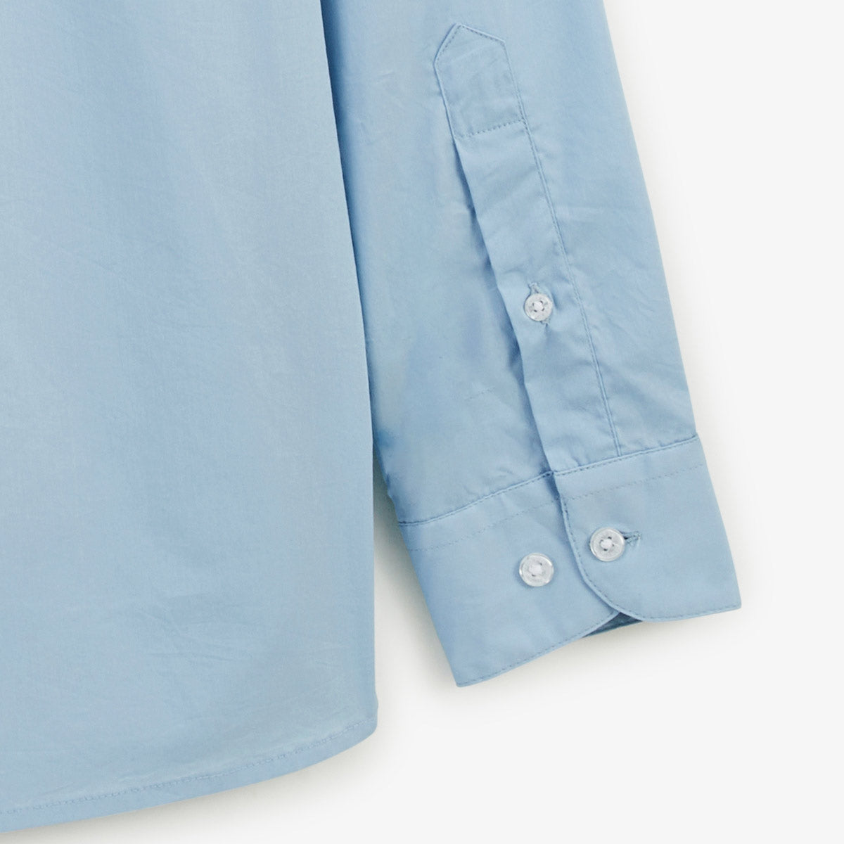 Lichtblauw effen stretchkatoenen overhemd met lange mouwen voor heren SERGE BLANCO