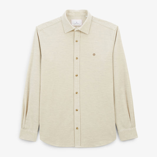 Chemise Charles en velours à manches longues blanc crème homme serge blanco