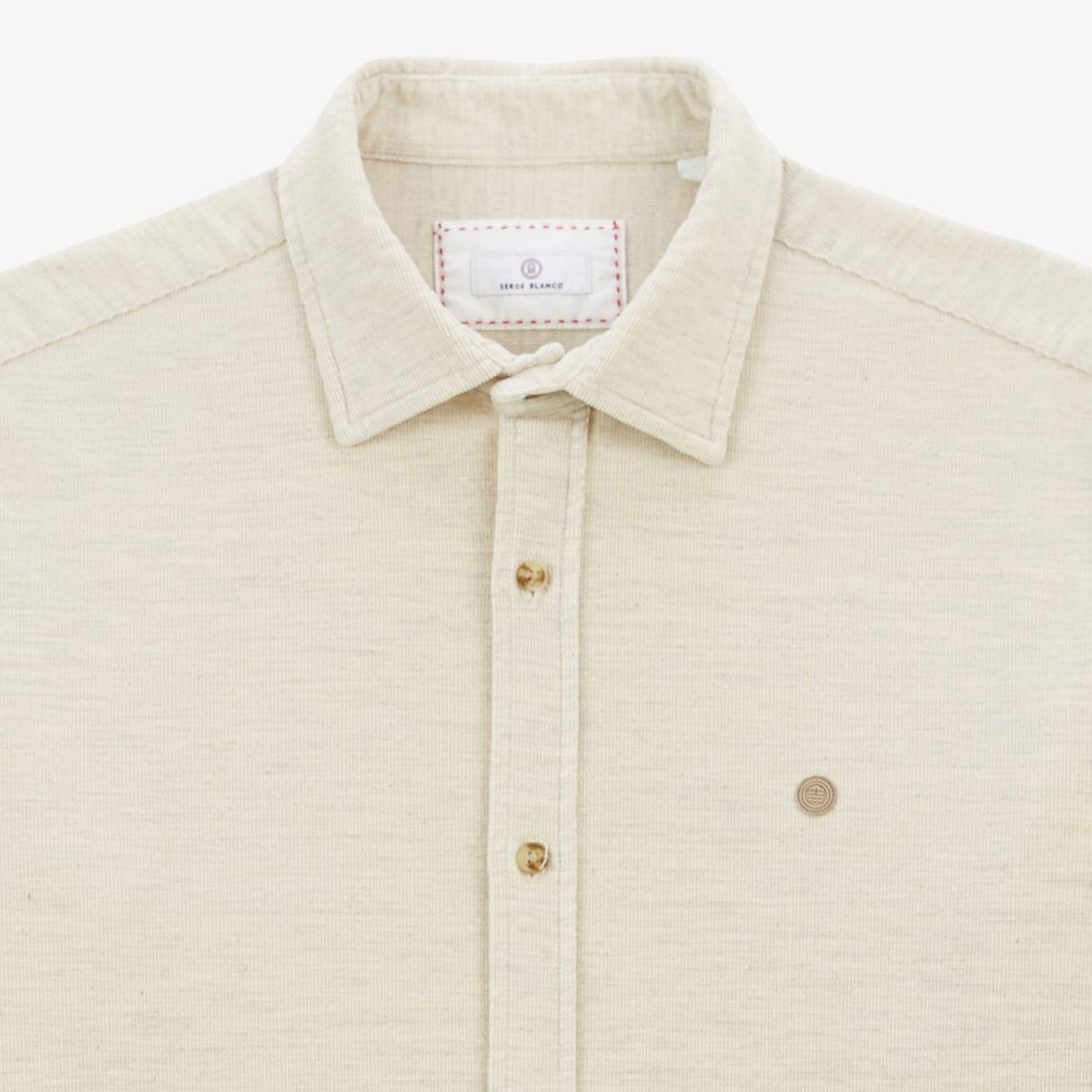 Chemise Charles en velours à manches longues blanc crème homme serge blanco
