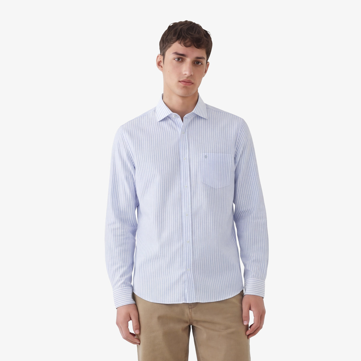 Chemise Charles à rayures bâton bleu ciel