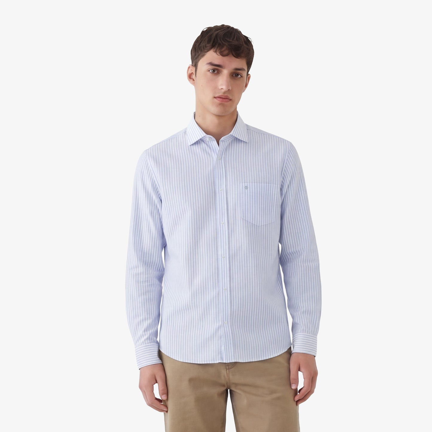Chemise Charles à rayures bâton bleu ciel
