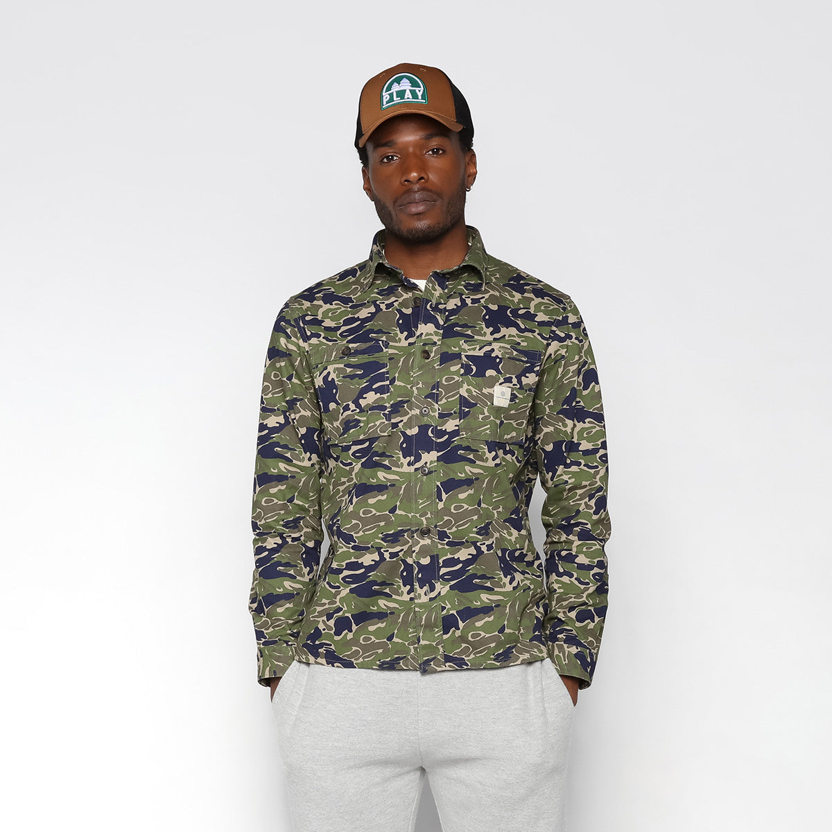 Chemise Manches Longues En Coton Motif Camouflage Deux Poches Poitrine Clovis Homme SERGE BLANCO