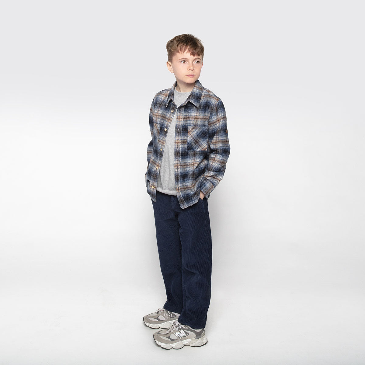 Chemise Manches Longues Flanelle Brossée à Carreaux Bleue Clovis Double Poche Poitrine Junior SERGE BLANCO