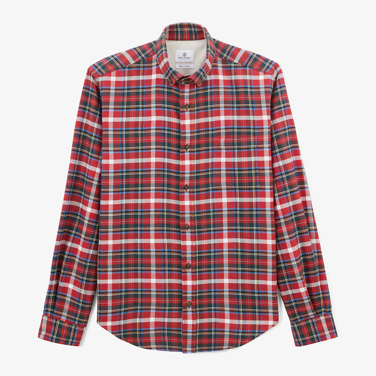 Chemise à manches longues brique à carreaux