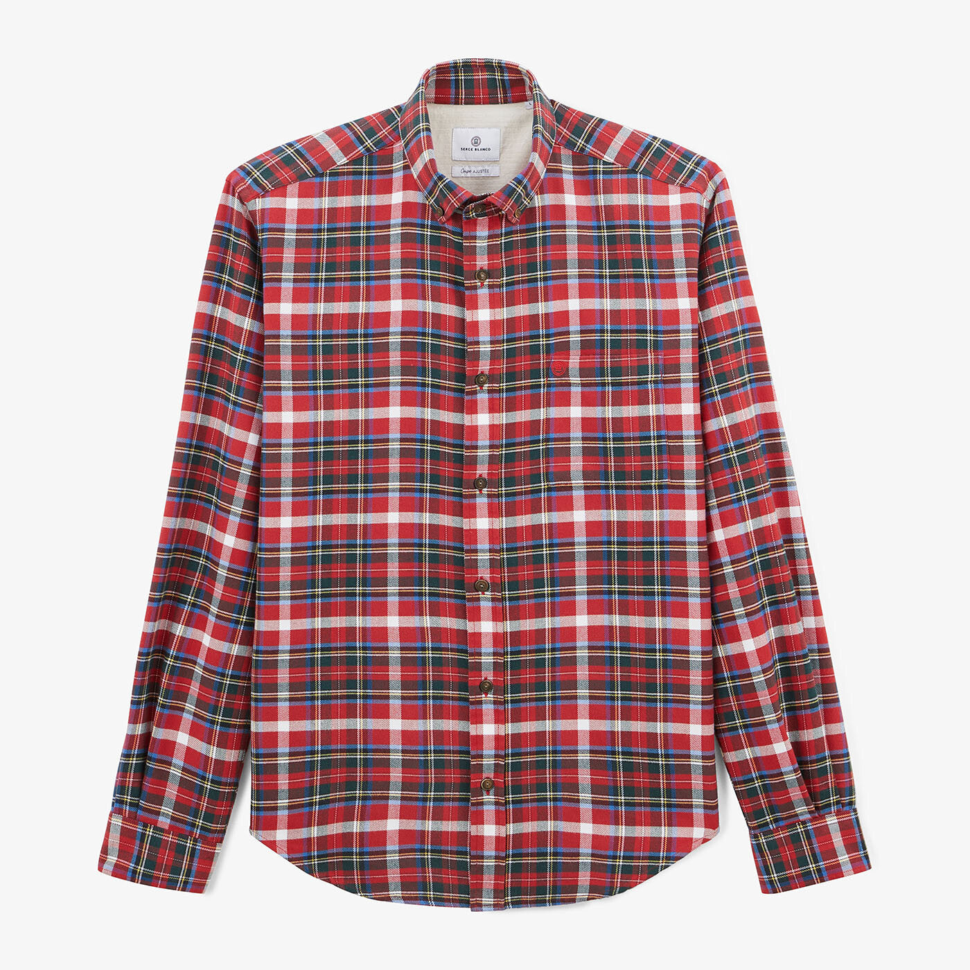 Chemise à manches longues brique à carreaux