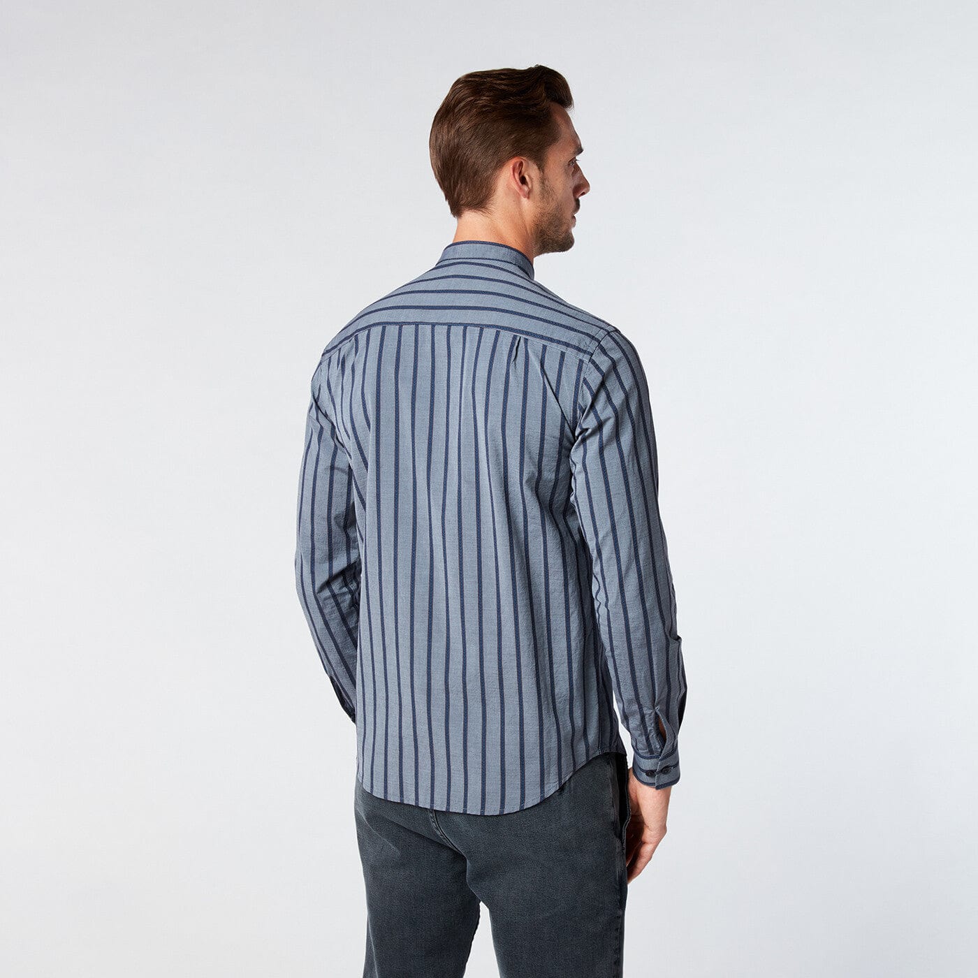 Chemise homme à rayures coupe ajustée en coton bleu homme serge blanco
