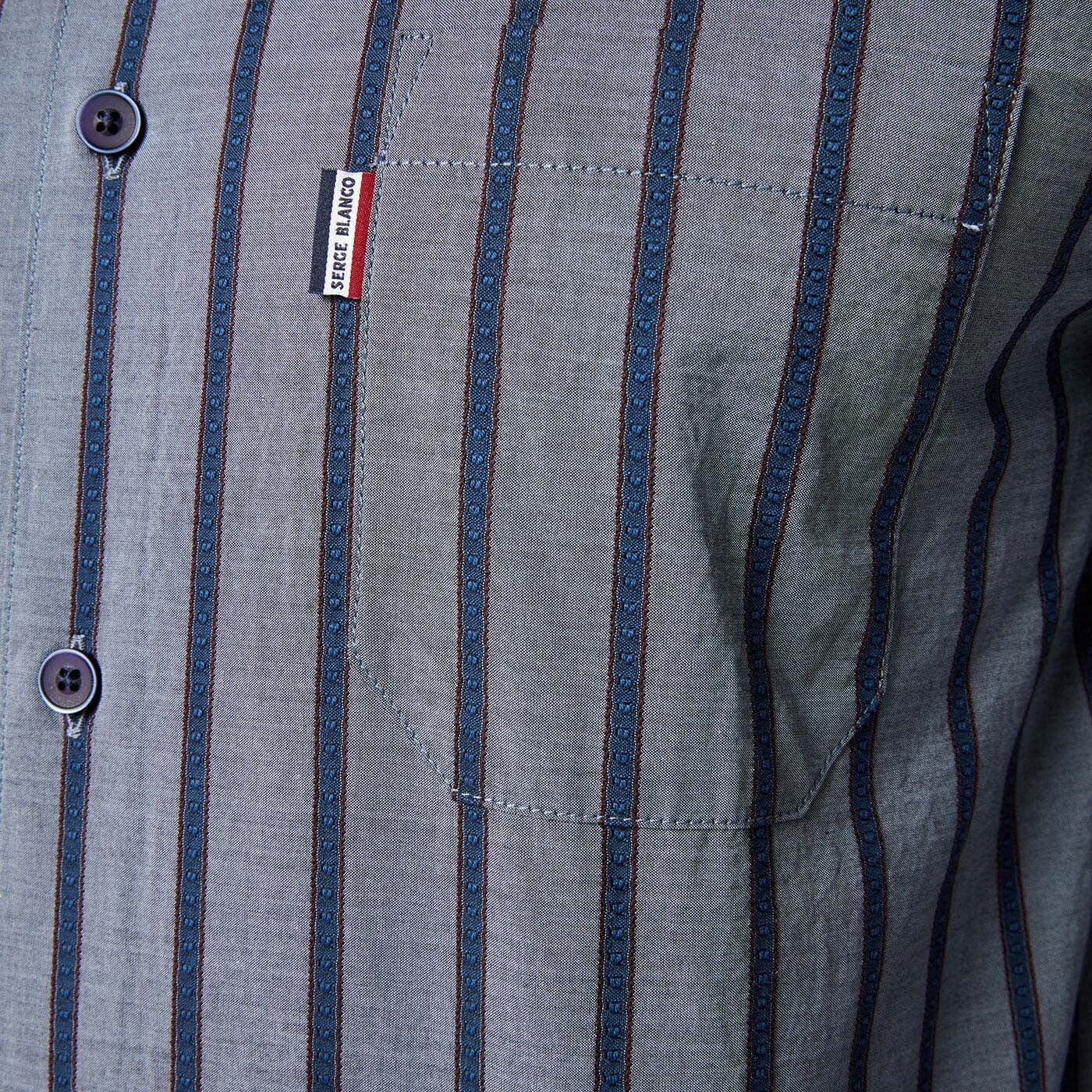 Chemise homme à rayures coupe ajustée en coton bleu homme serge blanco