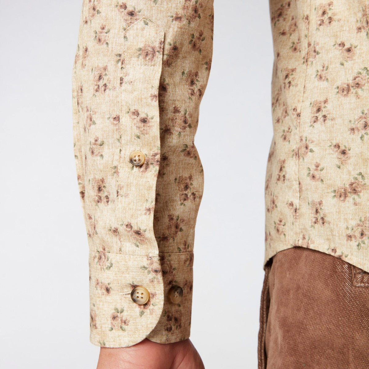 Chemise imprimée fleurs vintage jaune coupe ajustée en coton homme Serge blanco