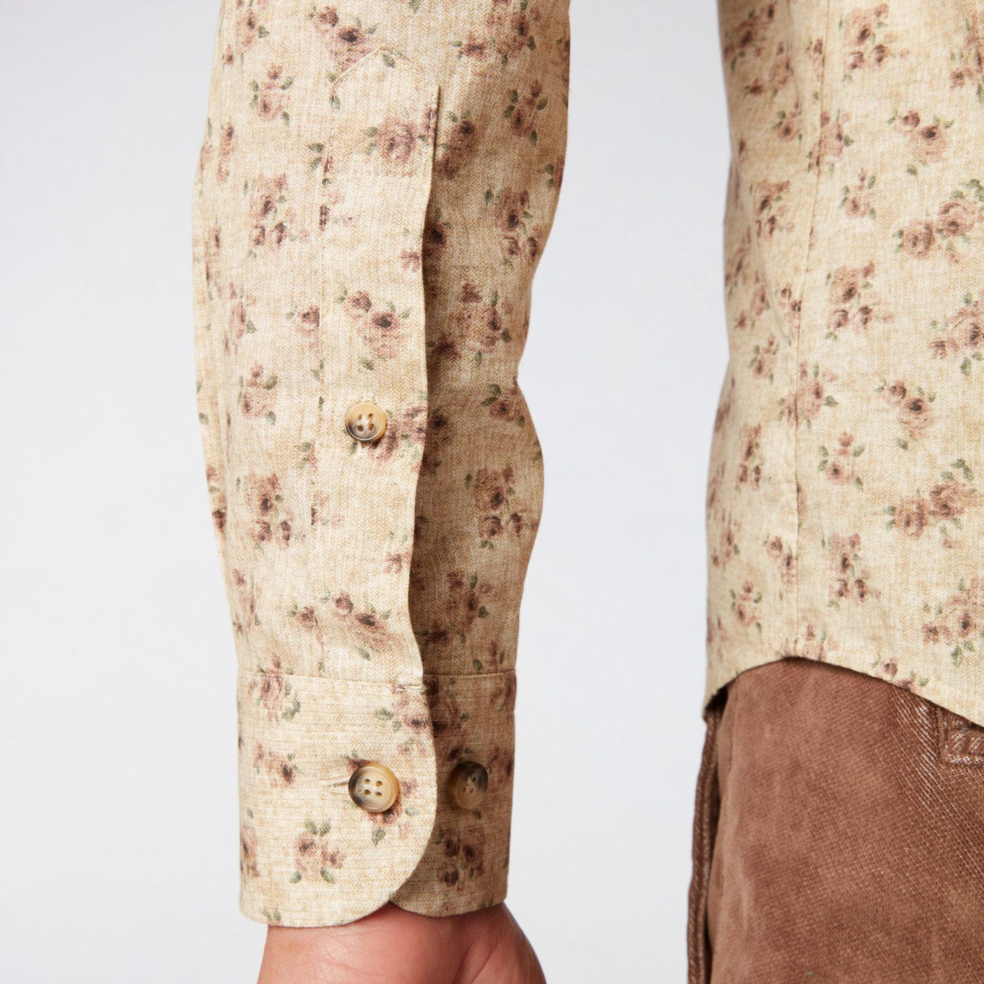 Chemise imprimée fleurs vintage jaune coupe ajustée en coton homme Serge blanco