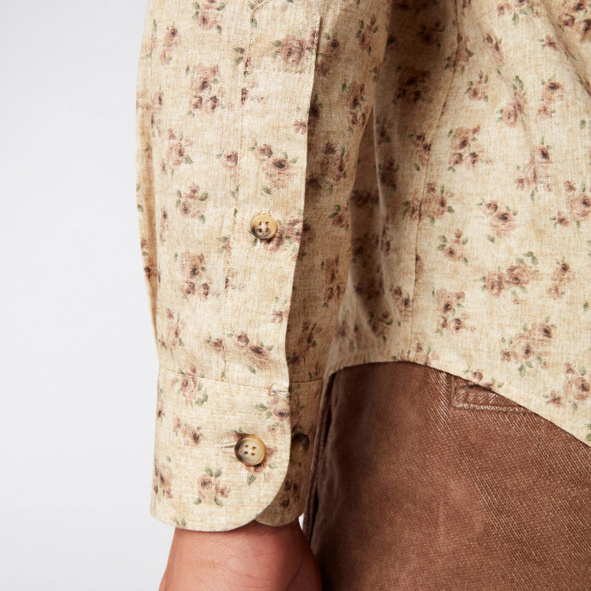 Chemise imprimée fleurs vintage jaune coupe ajustée en coton homme Serge blanco