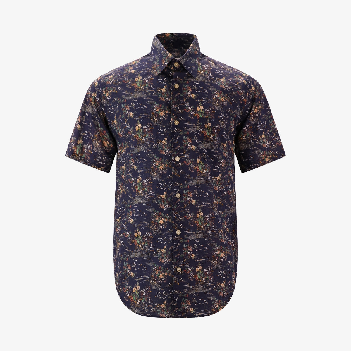 Chemise imprimée manches courtes bleu fonce en coton homme serge blanco