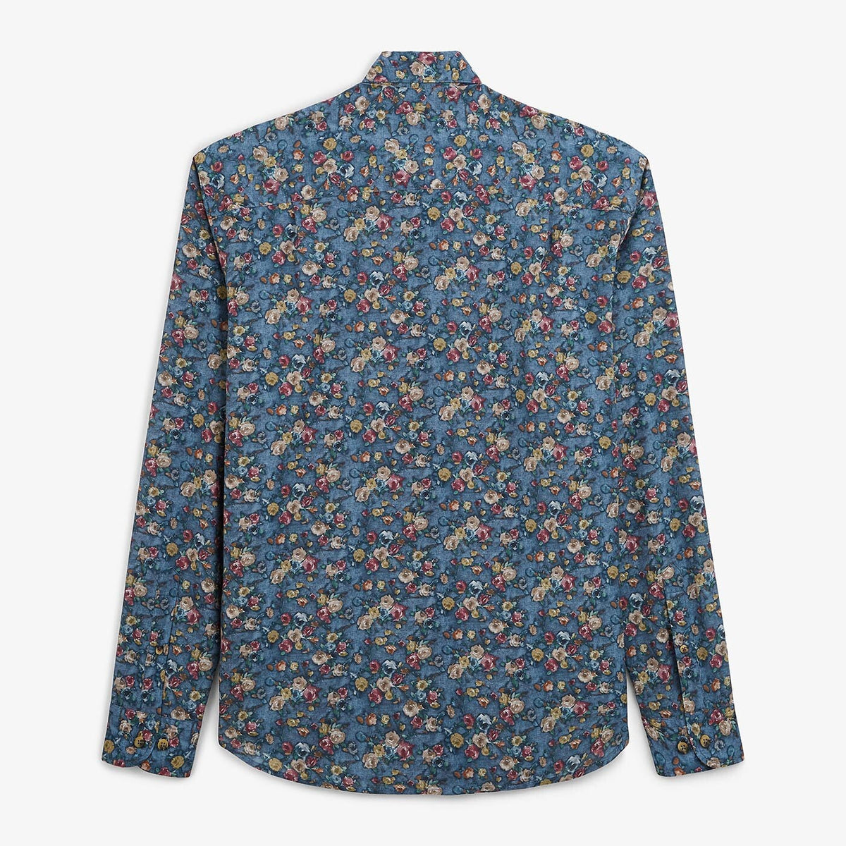 Chemise imprimé fleuri bleu indigo