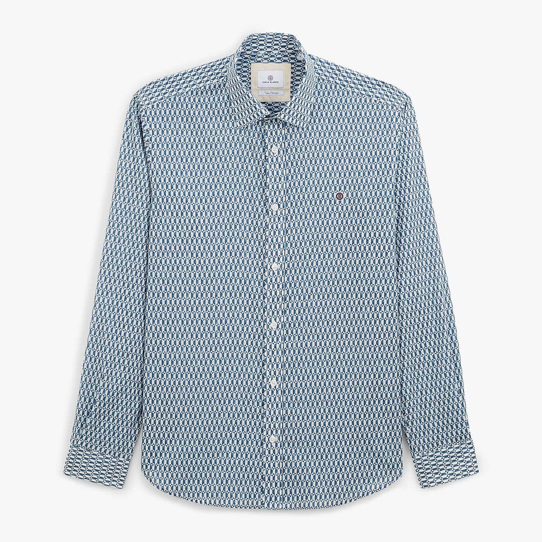 Camisa con estampado geométrico estilo aviador