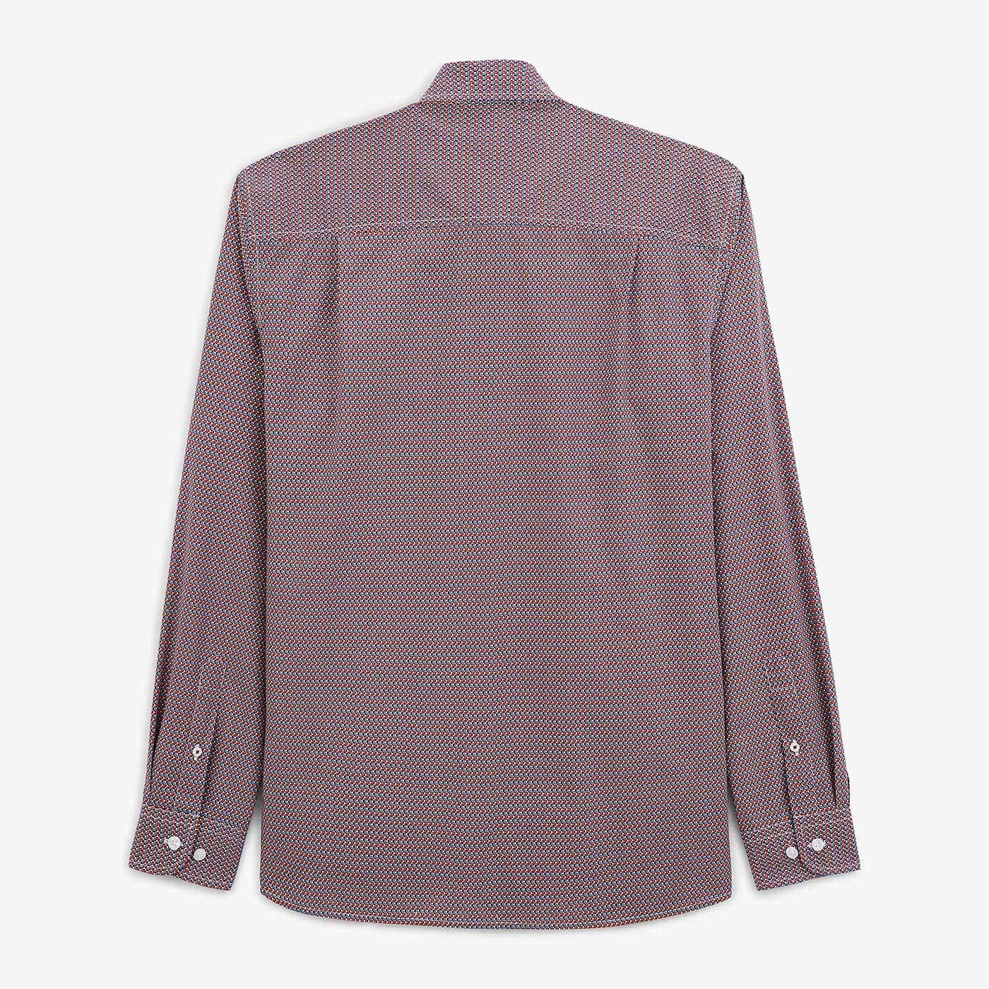 Chemise imprime geometrique rouge en coton homme serge blanco